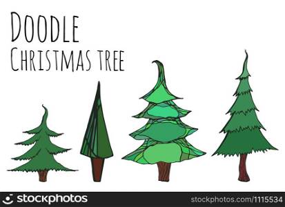 Set of hand-drawn doodle Christmas trees for your design