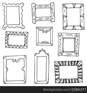 Set of hand drawn doodle frames, squares, vector borders design elements. Set of hand drawn doodle frames, squares, vector borders design elements.