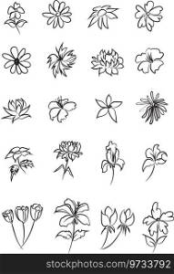 Set of hand-drawn flower doodles icons Royalty Free Vector