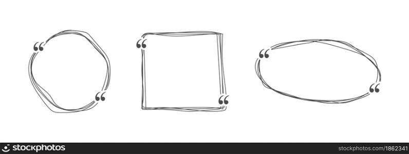 set of hand drawn frames for quote, text and links. Frame for text and quotes. Linear simple banners for blog and chat. Simple style