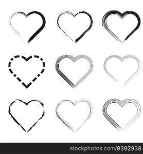 Set of hand drawn grunge hearts. Vector illustration. stock image. EPS 10.. Set of hand drawn grunge hearts. Vector illustration. stock image.