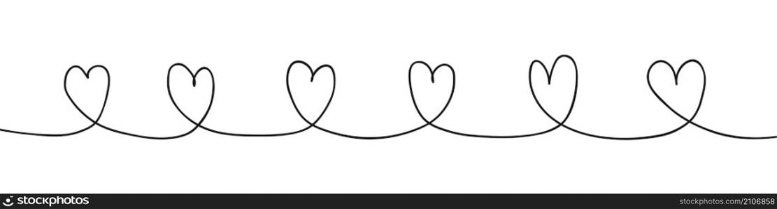 Set of hand-drawn hearts on a white background. Valentine&rsquo;s Day. One continuous line. Love concept. Vector. Set of hand-drawn hearts on a white background. Valentine&rsquo;s Day. One continuous line. Love concept. Vector illustration