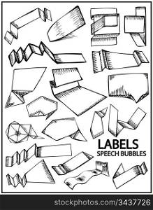Set of hand drawn labels