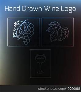 Set of hand drawn logos on the theme of wine for your business