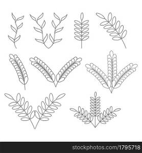 set of hand-drawn plants. Plants for graphic and creative design, decoration, prints. Stock illustration