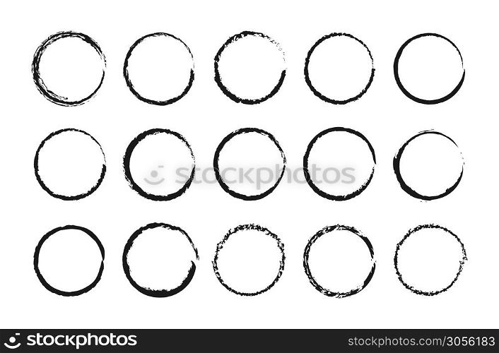 Set of hand drawn round frames with torn edges with place for text. isolated on a white background. . Flat style isolated on white background.