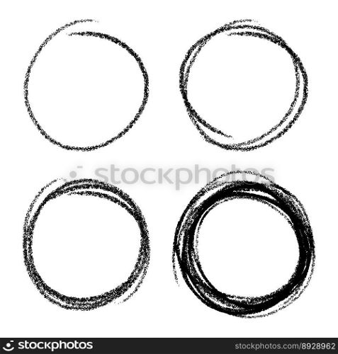 Set of hand drawn scribble circles design elements vector image
