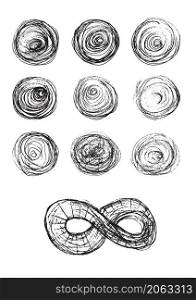 Set of Hand Drawn Scribble Circles. Vector illustration