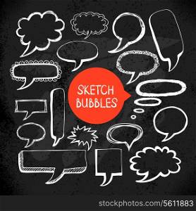 Set of hand drawn sketch doodle bubble frames. Vector illustration. Chalkboard design