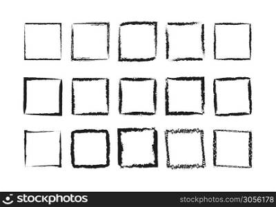 Set of hand-drawn square frames with torn edges with place for text. isolated on a white background. . Flat style isolated on white background.