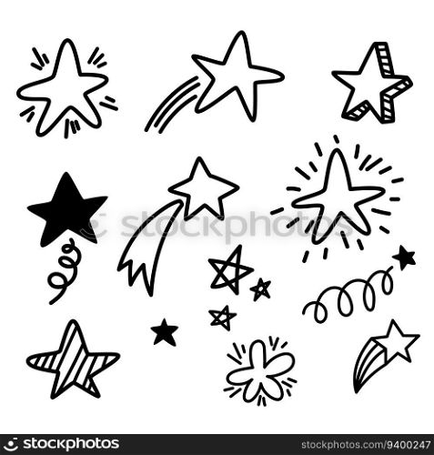 Set of hand drawn stars . Design element for poster, emblem, sign, logo, label. Vector illustration
