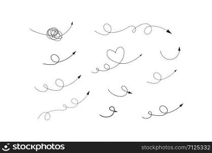 Set of hand-drawn style of abstract arrows for concept design. vector template for decoration element. doodle illustration.. Set of hand-drawn style of abstract arrows for concept design. vector template for decoration element. doodle illustration