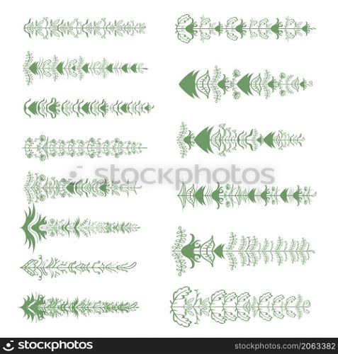 Set of hand-drawn stylized branch silhouettes Vector illustration