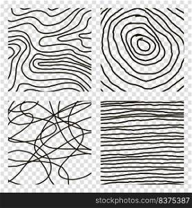Set of hand drawn textured seamless patterns. Simple textures for background. Vector illustration