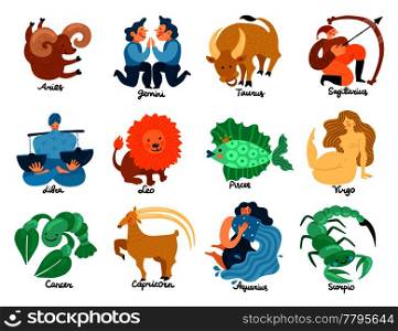 Set of hand drawn zodiac signs including leo, taurus, pisces, libra, gemini and virgo isolated vector illustration . Zodiac Signs Set