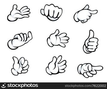 Set of hand gestures in cartoon style for comics design