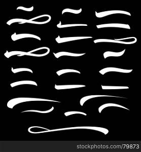 Set of hand lettering underlines lines isolated on background, vector illustration. Set of underlines lettering lines, vector illustration Handwritten Mark.