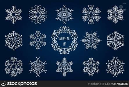 Set of handdrawn Snowflakes. Decorative elements for your Christmas design.