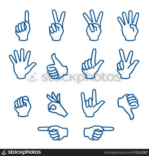 Set of hands and fingers signals icon and symbol vector illustration.