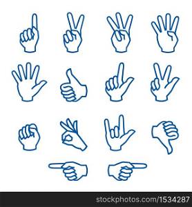 Set of hands and fingers signals icon and symbol vector illustration.
