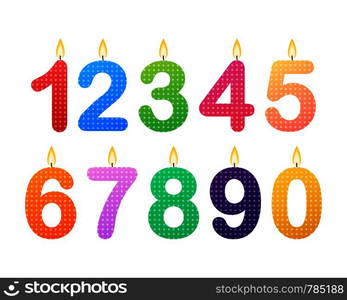 Set of Happy Birthday candle numbers. Vector illustration. Set of Happy Birthday candle numbers. Vector stock illustration