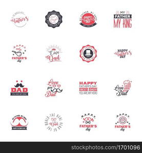 Set of Happy Fathers day elements 16 Black and Pink. Vector illustration Editable Vector Design Elements