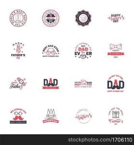 Set of Happy Fathers day elements 16 Black and Pink. Vector illustration Editable Vector Design Elements