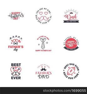Set of Happy Fathers day elements 9 Black and Pink. Vector illustration Editable Vector Design Elements