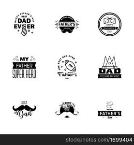 Set of Happy Fathers day elements 9 Black. Vector illustration  Editable Vector Design Elements