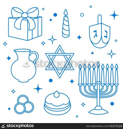 Set of Happy Hanukkah celebration objects and icons. Set of Happy Hanukkah celebration objects and icons.