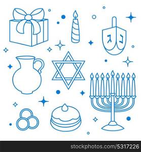 Set of Happy Hanukkah celebration objects and icons. Set of Happy Hanukkah celebration objects and icons.