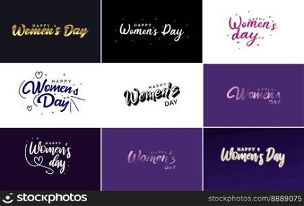 Set of Happy International Woman&rsquo;s Day signs and emblems vector design elements. signs. labels. and badges collection