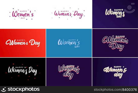 Set of Happy International Woman&rsquo;s Day signs. emblems. and vector design elements. including signs. labels. and badges collection suitable for use in a variety of designs