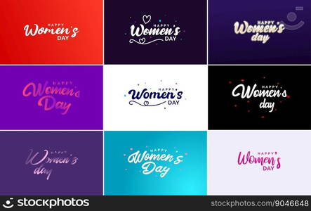 Set of Happy International Woman&rsquo;s Day signs. emblems. and vector design elements. including signs. labels. and badges collection suitable for use in a variety of designs