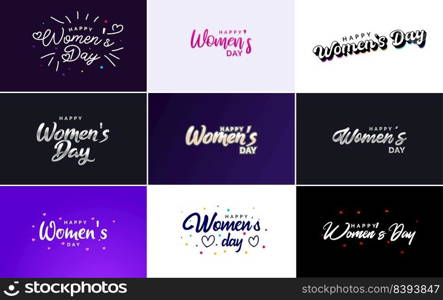 Set of Happy International Woman’s Day signs and emblems vector design elements. signs. labels. badges collection