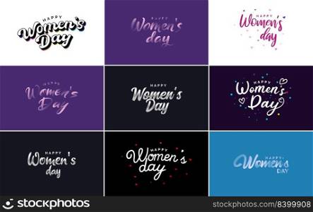 Set of Happy International Woman’s Day signs and emblems vector design elements. signs. labels. and badges collection