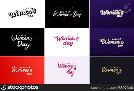 Set of Happy International Woman’s Day signs and emblems vector design elements. signs. labels. and badges collection