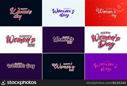 Set of Happy International Woman’s Day signs and emblems vector design elements. signs. labels. badges collection
