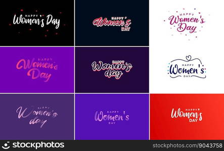 Set of Happy International Woman’s Day signs and emblems vector design elements. signs. labels. and badges collection