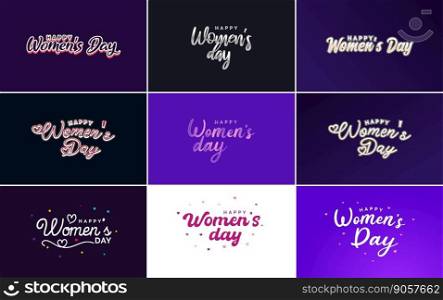 Set of Happy International Woman’s Day signs and emblems vector design elements. signs. labels. and badges collection