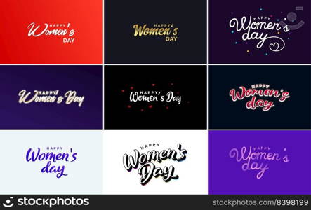 Set of Happy International Woman’s Day signs. emblems. and design elements vector collection of signs. labels. and badges