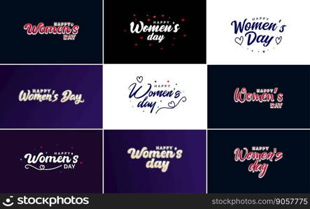 Set of Happy International Woman’s Day signs. emblems. and design elements vector collection of signs. labels. and badges