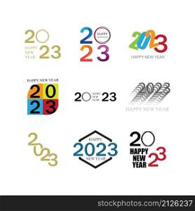 set of happy new year 2023 vector illustration design template