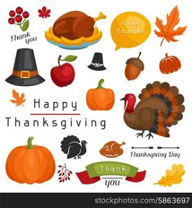Set of Happy Thanksgiving Day holiday objects and icons. Set of Happy Thanksgiving Day holiday objects and icons.