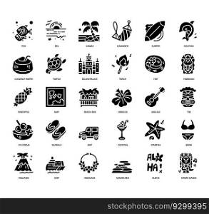 Set of Hawaii thin line icons for any web and app project.