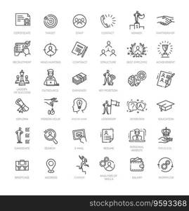 Set of head hunting related line icons vector image