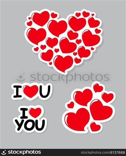 Set of Heart Form Sticker Vector Illustration EPS10. Heart Form Sticker Vector Illustration