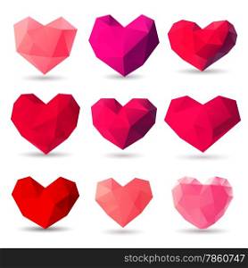Set of heart gem symbols for Valentines Day