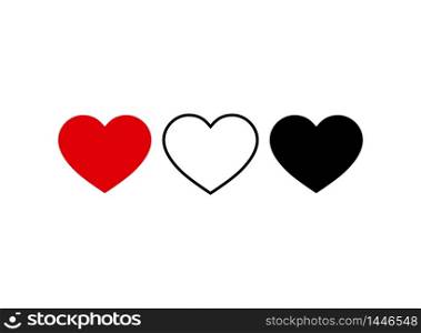 Set of heart icon. Live stream video, chat, likes. Social media icon heart shape.Thumbs up vector illustration