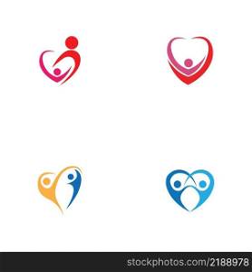 set of  Heart logo and people design